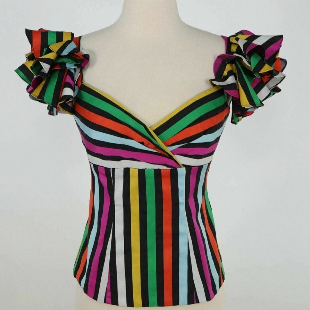 Caroline Constas Color-Block Pattern Square Neck … - image 2